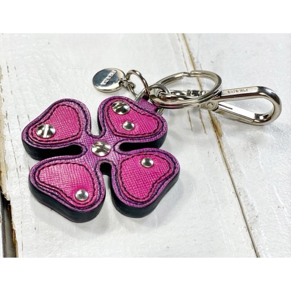 Prada Saffiano Pink Four Leaf Clover Bag Charm - Picture 7 of 7